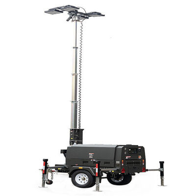 Купить Construction Movable Diesel Light Tower 9m High Mast Telescopic Diesel Light Tower Trailer Light Tower online manufacture